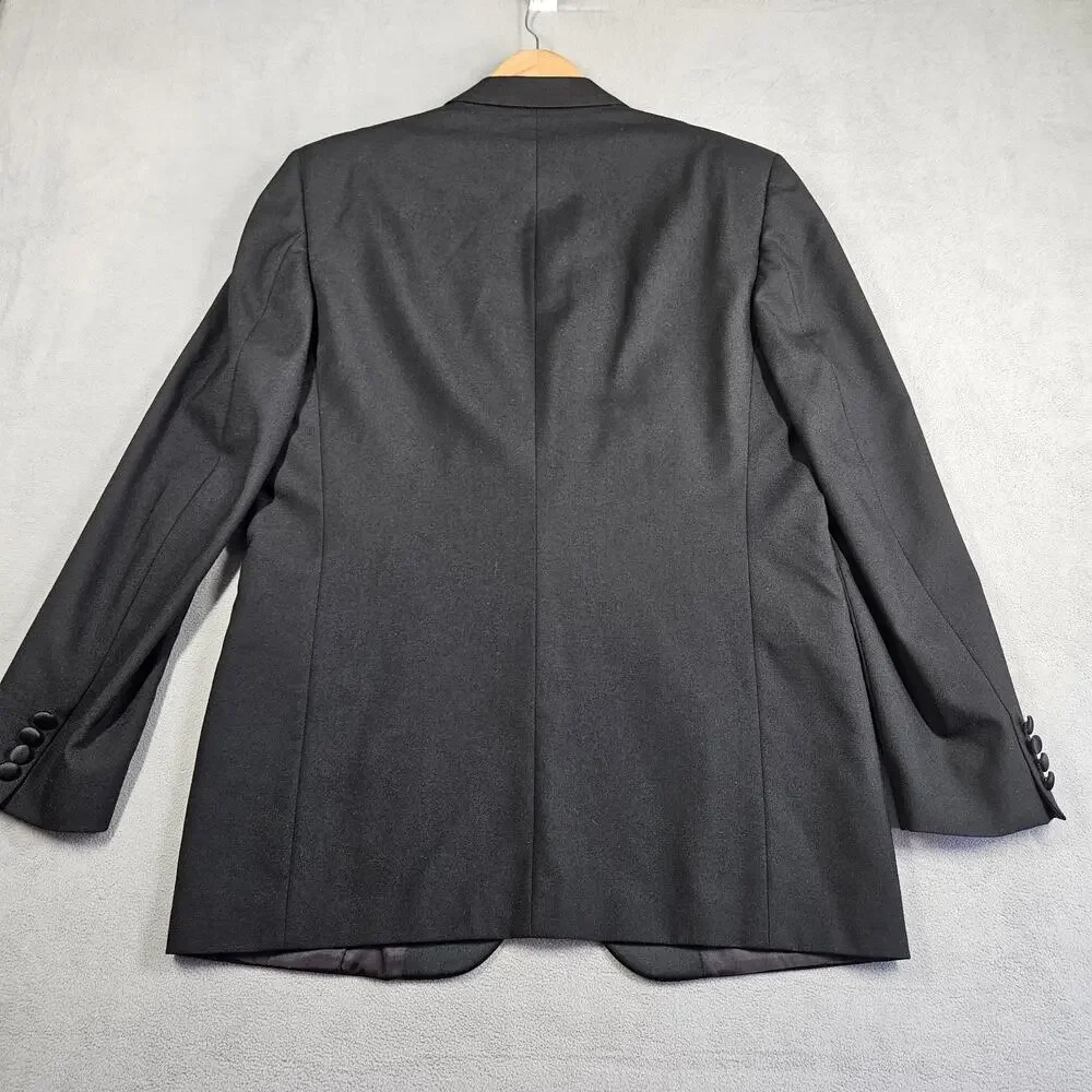 LANVIN Paris Tuxedo Blazer Mens 42R Black Wool Formal Wedding Jacket USA Prom